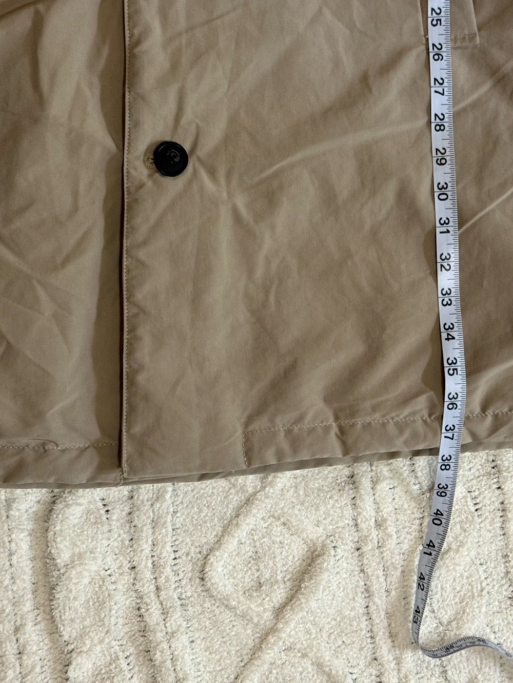Zara Men’s Padded Trench Coat Beige Medium Zip Button Overcoat Jacket NWT - Picture 14 of 15